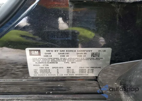 2020 Buick Encore Gx Essence z USA, uszkodzony, nr VIN KL4MMGSL3LB098238